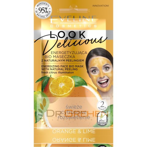EVELINE Eveline Look Delicious Energetyzująca Bio Maseczka z naturalnym peelingiem - Orange & Lime 10ml EVELINE Eveline Look Delicious Energetyzująca Bio Maseczka z naturalnym peelingiem - Orange & Lime 10ml