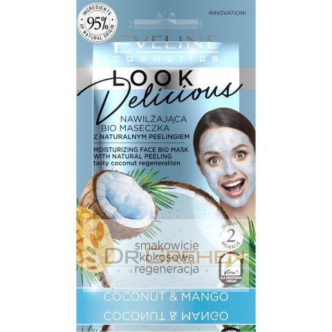 EVELINE Eveline Look Delicious Nawilżająca Bio Maseczka z naturalnym peelingiem - Coconut & Mango 10ml EVELINE Eveline Look Delicious Nawilżająca Bio Maseczka z naturalnym peelingiem - Coconut & Mango 10ml