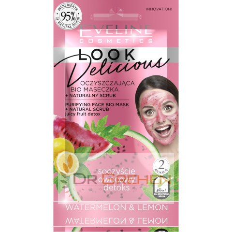 EVELINE Eveline Look Delicious Oczyszczająca Bio Maseczka + naturalny scrub - Watermelon & Lemon 10ml EVELINE Eveline Look Delicious Oczyszczająca Bio Maseczka + naturalny scrub - Watermelon & Lemon 10ml