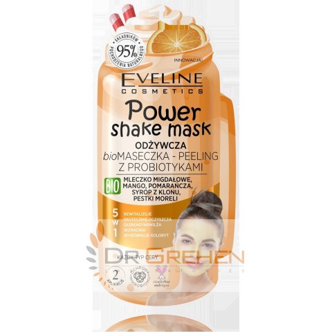 EVELINE Eveline Power Shake Mask Odżywcza Bio Maseczka-peeling z probiotykami 5w1 10ml EVELINE Eveline Power Shake Mask Odżywcza Bio Maseczka-peeling z probiotykami 5w1 10ml