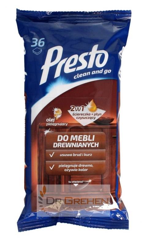 HARPER Presto Ściereczki czyszczące+płyn 2w1 do mebli drewnianych 1op.-36szt HARPER Presto Ściereczki czyszczące+płyn 2w1 do mebli drewnianych 1op.-36szt