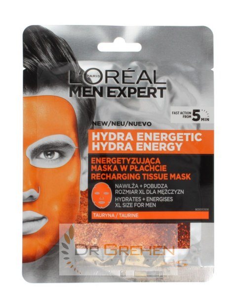 LOREAL Loreal Men Expert Zestaw Hydra Energetic Energetyzująca Maska w płachcie 1szt LOREAL Loreal Men Expert Zestaw Hydra Energetic Energetyzująca Maska w płachcie 1szt