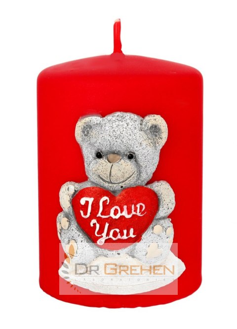 SWIECE ARTMAN Świeca ozdobna Teddy czerwona - walec mały 1szt SWIECE ARTMAN Świeca ozdobna Teddy czerwona - walec mały 1szt