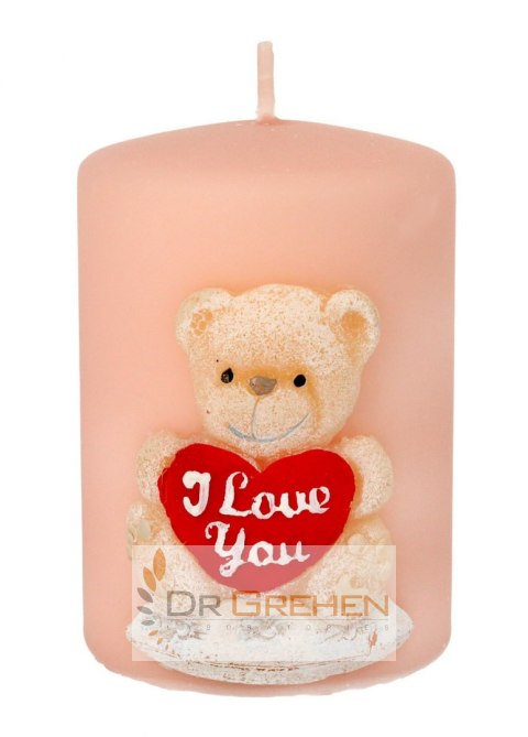 SWIECE ARTMAN Świeca ozdobna Teddy różowa - walec mały 1szt SWIECE ARTMAN Świeca ozdobna Teddy różowa - walec mały 1szt