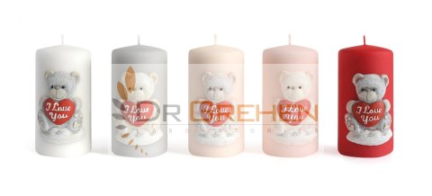 SWIECE ARTMAN Świeca ozdobna Teddy szara - walec duży 1szt SWIECE ARTMAN Świeca ozdobna Teddy szara - walec duży 1szt